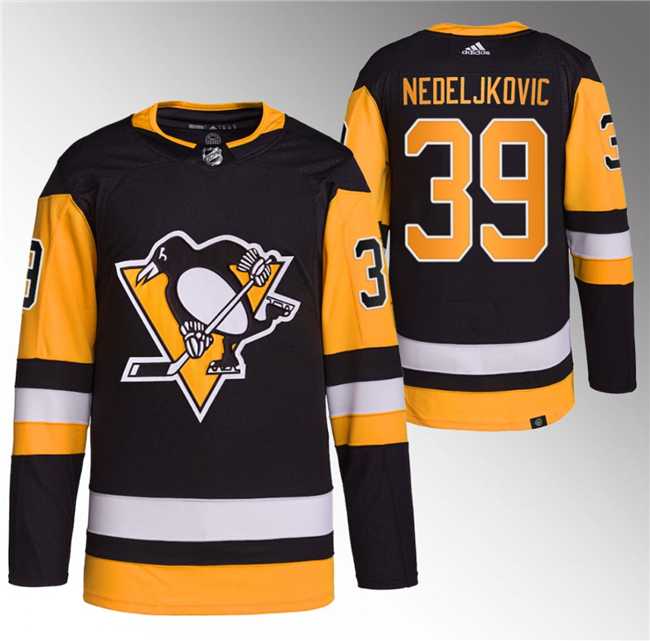Men%27s Pittsburgh Penguins #39 Alex Nedeljkovic Black Stitched Jersey